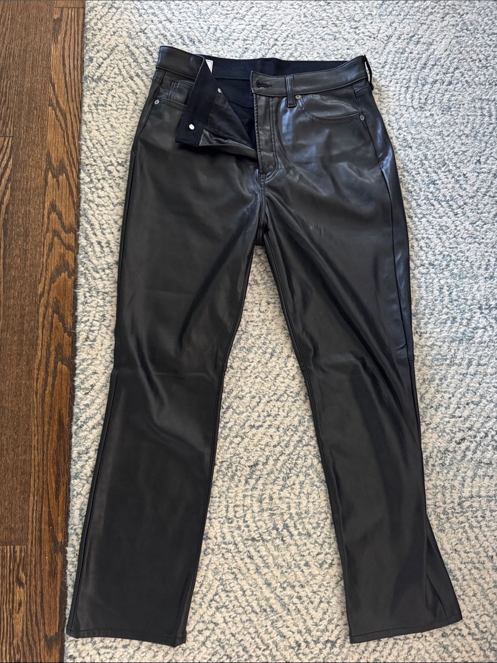 GAP Black Straight-Leg Faux Leather Jeans